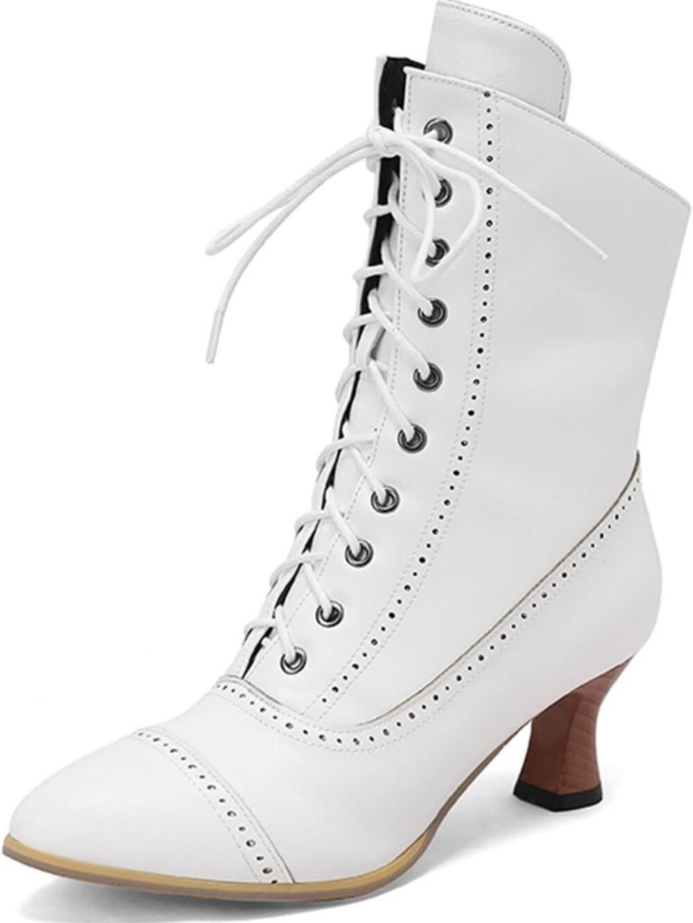 Vintage Victorian Ankle Boots for Women | Lace-Up Low Heel Granny Booties